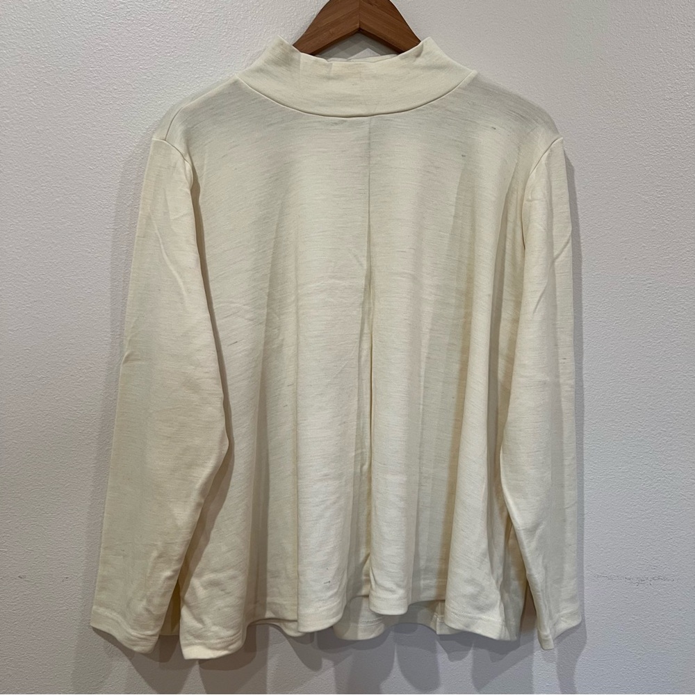 Merino Wool Cream Mock Neck Sweater 2X (fits 3x)